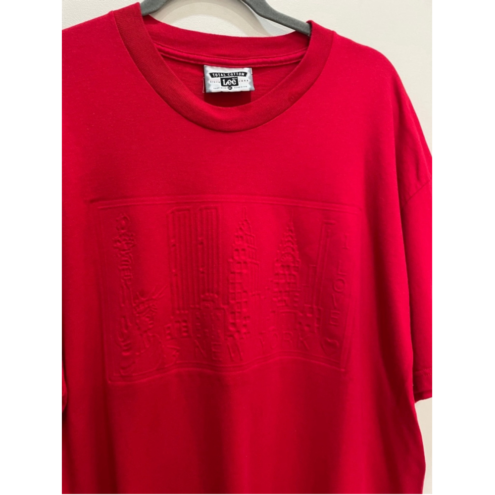 Vintage Lee 3D Embossed New York Red Tshirt Mens Size XL Streetwear Made in USA